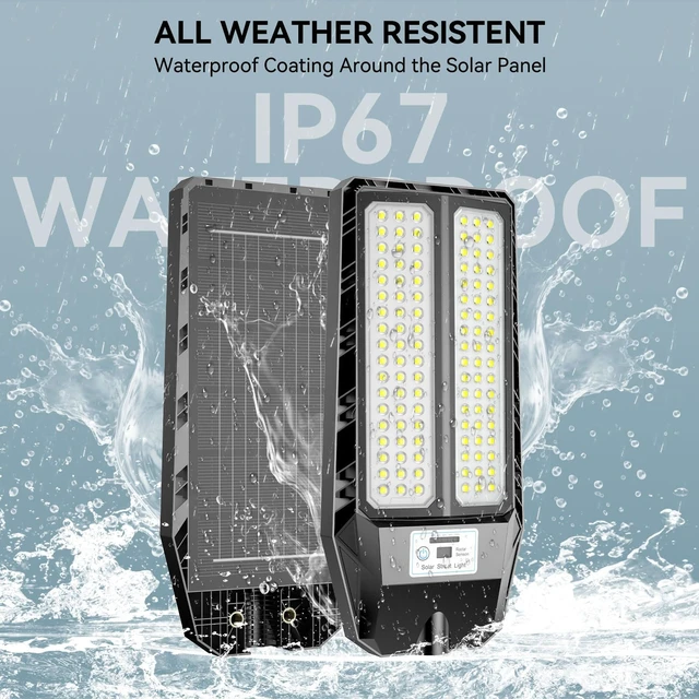 Alt view image 6 of 7 - 5000W Solar Street Lights Outdoor, 7000K Solar Light Outdoor, 2 Pack | IP67 Waterproof Street Light Dusk to Dawn, LED Wide Angle Flood Light with Motion Sensor and Remote Control for Parking Lot