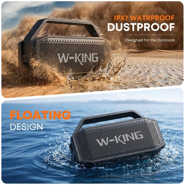 Alt view image 3 of 7 - Bluetooth Speaker, 100W Peak Outdoor Portable Loud Speakers Wireless | 108dB IPX7 Waterproof Floating Rugged Boombox, 60W Party Large Speaker Subwoofer, 7.2'' Deep Bass Radiator, 40H, EQ, TF, AUX