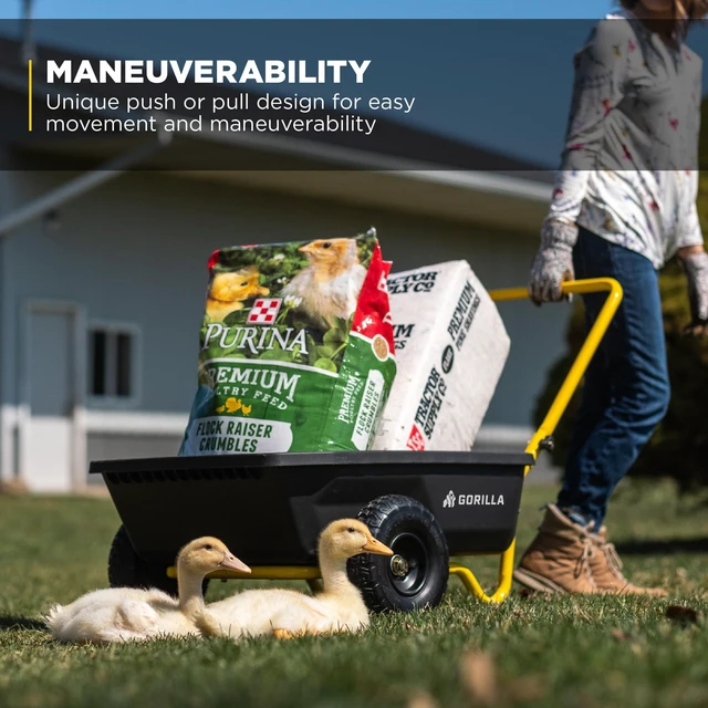 Alt view image 2 of 7 - Poly Dump Cart, 2-Wheel Garden Wagon, 4 Cu Ft, 300lb Capacity | Compact 2-wheel poly dump cart for gardeners in tight spaces needing an easy-to-maneuver hauler for soil and mulch.
