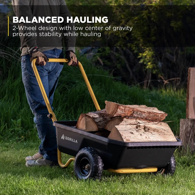 Alt view image 3 of 7 - Poly Dump Cart, 2-Wheel Garden Wagon, 4 Cu Ft, 300lb Capacity | Compact 2-wheel poly dump cart for gardeners in tight spaces needing an easy-to-maneuver hauler for soil and mulch.