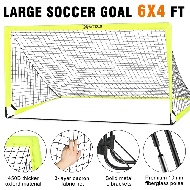 Alt view image 3 of 6 - Kids Soccer Goals for Backyard Set- 2 of 6X4/ 4X3 ft Toddler Soccer Goal Training Equipment with Soccer Ball, Ladder, Pop Up Soccer Net for Kids Age 3-5 4-6 6-8 8-12 10-12 Outdoor Games Sports Gift