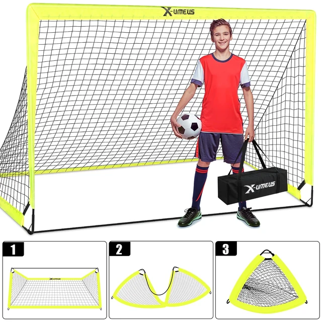 Alt view image 4 of 6 - Kids Soccer Goals for Backyard Set- 2 of 6X4/ 4X3 ft Toddler Soccer Goal Training Equipment with Soccer Ball, Ladder, Pop Up Soccer Net for Kids Age 3-5 4-6 6-8 8-12 10-12 Outdoor Games Sports Gift