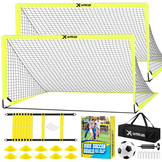 Main image of Kids Soccer Goals for Backyard Set- 2 of 6X4/ 4X3 ft Toddler Soccer Goal Training Equipment with Soccer Ball, Ladder, Pop Up Soccer Net for Kids Age 3-5 4-6 6-8 8-12 10-12 Outdoor Games Sports Gift