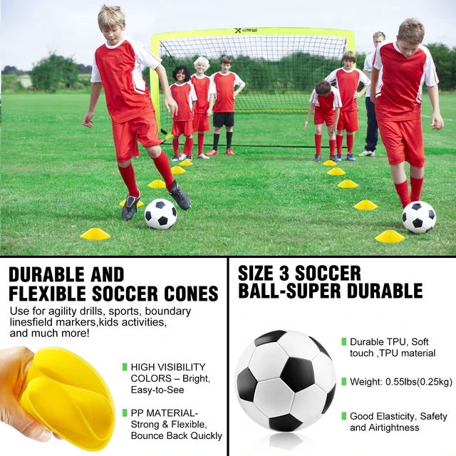 Alt view image 6 of 6 - Kids Soccer Goals for Backyard Set- 2 of 6X4/ 4X3 ft Toddler Soccer Goal Training Equipment with Soccer Ball, Ladder, Pop Up Soccer Net for Kids Age 3-5 4-6 6-8 8-12 10-12 Outdoor Games Sports Gift