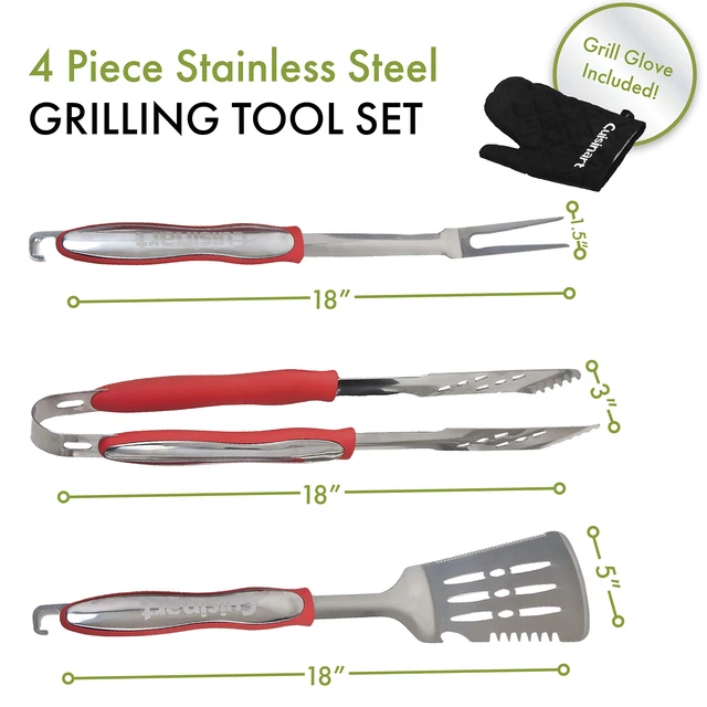 Alt view image 3 of 6 - 3Piece Stainless Steel BBQ Grilling Tool Set with Grill Glove Outdoor Grill Accessories, Perfect Grilling Gift for Men, Dads & Grill Masters, CGS-134