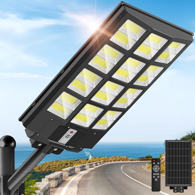 Main image of Solar Street Light, IP66 Waterproof Solar Lights Outdoor | Motion Sensor and Remote,320° Wide Coverage,Dusk to Dawn Commercial Security Lighting for Parking Lot, Yard, Farm, 10000W