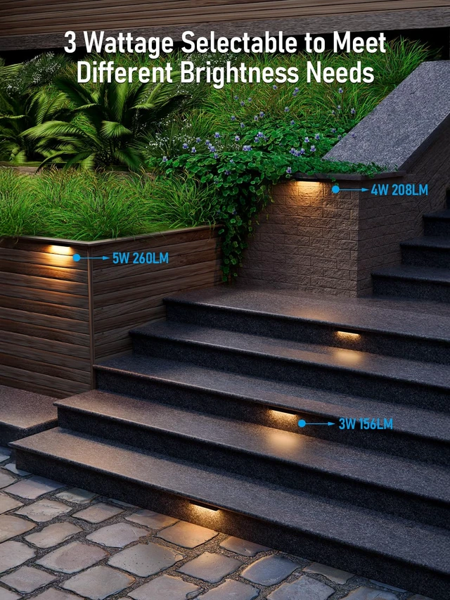 Alt view image 2 of 7 - 8-Pack 7 Inch LED Hardscape Lighting, 3W/4W/5W, 2700K Soft White | Update Dimmable Retaining Wall Lights, Low Voltage Landscape Lighting, 12-24V AC/DC Paver Light, Outdoor Step Lights, ETL