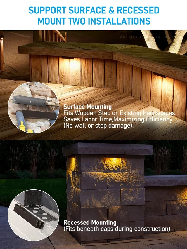 Alt view image 3 of 7 - 8-Pack 7 Inch LED Hardscape Lighting, 3W/4W/5W, 2700K Soft White | Update Dimmable Retaining Wall Lights, Low Voltage Landscape Lighting, 12-24V AC/DC Paver Light, Outdoor Step Lights, ETL