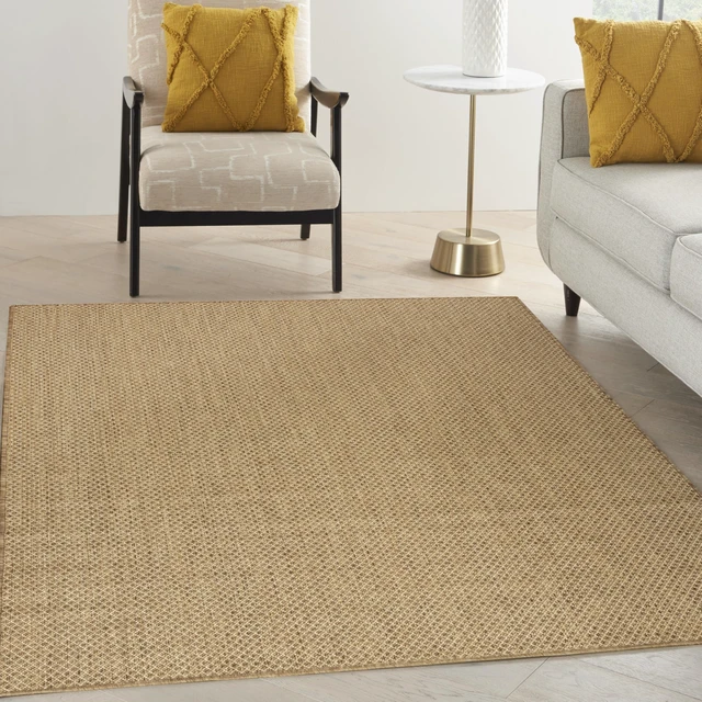 Alt view image 2 of 7 - Home Courtyard Indoor Outdoor Area Rug, Jute, 5' x 7', Geometric | 90% polypropylene, 10% polyester flatweave, low-shedding; hose-clean, air-dry; patio, deck, living room, dining room