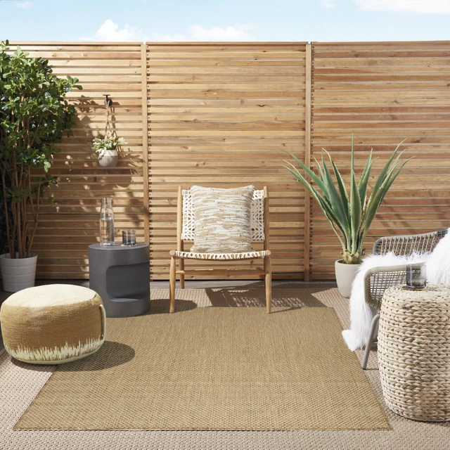 Alt view image 3 of 7 - Home Courtyard Indoor Outdoor Area Rug, Jute, 5' x 7', Geometric | 90% polypropylene, 10% polyester flatweave, low-shedding; hose-clean, air-dry; patio, deck, living room, dining room