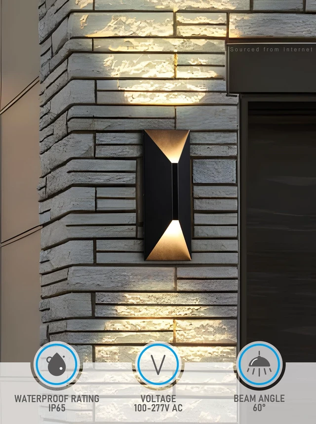 Alt view image 7 of 7 - 2-Pack Dimmable LED Up Down Wall Light, 100-277V, CRI 90+, 3000K | 10%-100% Dimmable, IP65 Waterproof, 14 Inch Modern Porch Light, for Commercial Outdoor, Exterior Wall Sconce