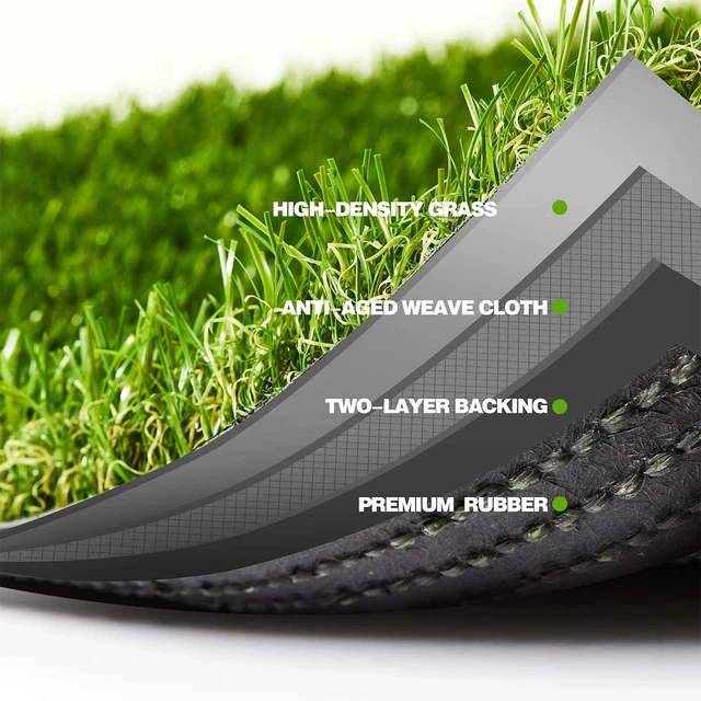 Alt view image 4 of 7 - Premium Artificial Grass 4' x 6' Outdoor Rug, 1.38"" Realistic Thick Turf for Garden, Yard, Fake Lawn, Dogs Synthetic Grass Mat, Rubber Backed with Drainage Holes, Customized Sizes