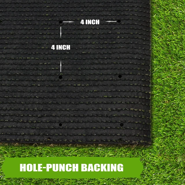 Alt view image 5 of 7 - Premium Artificial Grass 4' x 6' Outdoor Rug, 1.38"" Realistic Thick Turf for Garden, Yard, Fake Lawn, Dogs Synthetic Grass Mat, Rubber Backed with Drainage Holes, Customized Sizes