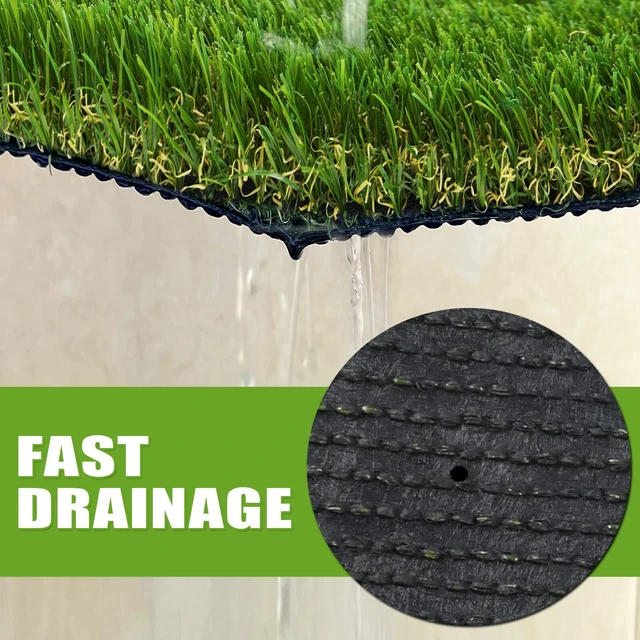 Alt view image 6 of 7 - Premium Artificial Grass 4' x 6' Outdoor Rug, 1.38"" Realistic Thick Turf for Garden, Yard, Fake Lawn, Dogs Synthetic Grass Mat, Rubber Backed with Drainage Holes, Customized Sizes
