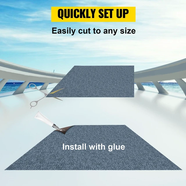 Alt view image 5 of 7 - 6 ft x 13 ft Gray Marine Boat Carpet, Indoor Outdoor Carpet | 0.18" Thick Waterproof Outdoor Rug Carpet Roll for Home Patio Porch Deck, Polyester Fiber, Anti-Slip Surface, TPR Backing