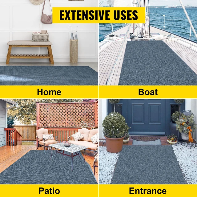 Alt view image 7 of 7 - 6 ft x 13 ft Gray Marine Boat Carpet, Indoor Outdoor Carpet | 0.18" Thick Waterproof Outdoor Rug Carpet Roll for Home Patio Porch Deck, Polyester Fiber, Anti-Slip Surface, TPR Backing