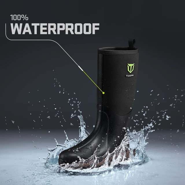 Alt view image 2 of 5 - Rubber Neoprene Boots for Men and Women, Rain Boot, Black,M10/W11 | Sturdy 6mm Neoprene Hunting Boots for Arctic Outdoor Use, Heat-Retaining Insulation Rain Boots with Reinforced Toe