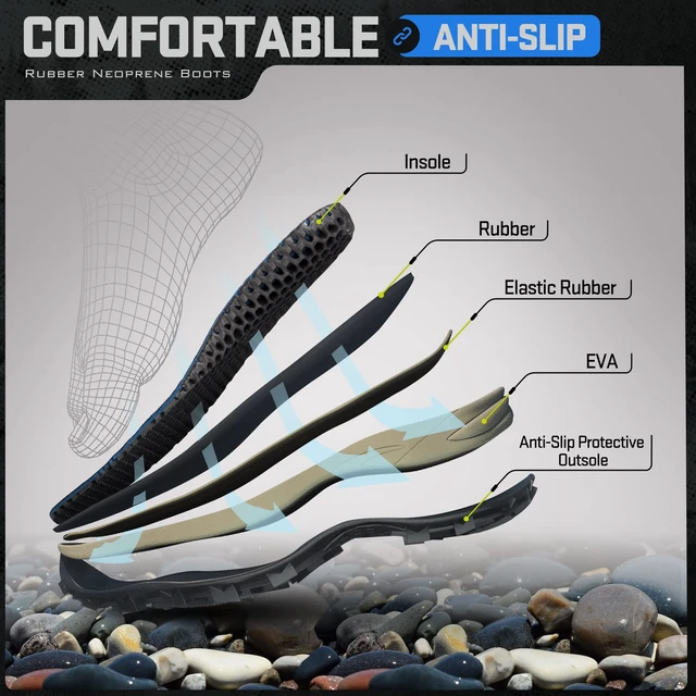 Alt view image 3 of 5 - Rubber Neoprene Boots for Men and Women, Rain Boot, Black,M10/W11 | Sturdy 6mm Neoprene Hunting Boots for Arctic Outdoor Use, Heat-Retaining Insulation Rain Boots with Reinforced Toe
