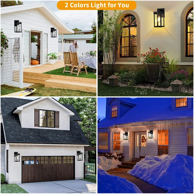 Alt view image 2 of 7 - Solar Wall Lights Outdoor with 3 Lighting Modes & Motion Sensor, Solar Porch Light with 2 Bulbs, Waterproof Outdoor Wall Sconce Lantern Lamp Fixture for Garage Porch Shed Barn Yard Garden Front Door