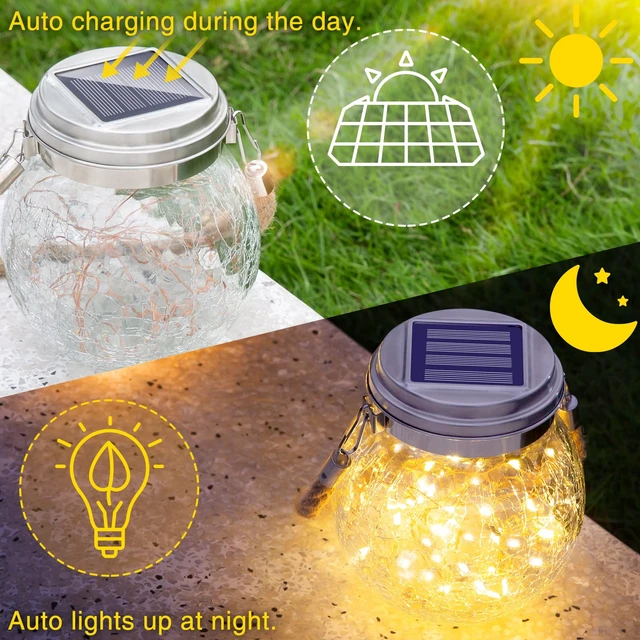 Alt view image 4 of 7 - 4 Pack Solar Lanterns Outdoor Waterproof, Gifts for Women 30 LED Garden Decor Hanging Solar Lights Decorative Backyard Decorative Lighting for Patio Trees Pathway Yard