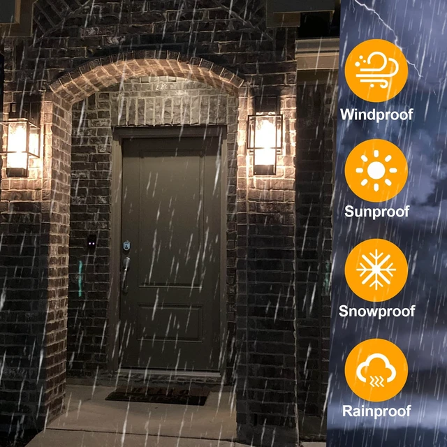Alt view image 5 of 7 - Modern Outdoor Light Fixtures Dusk to Dawn Outdoor Lighting 2 Pack, 15" Exterior Wall Sconce Waterproof Porch Light, Outside Light for House with Water Glass for Garage Doorway