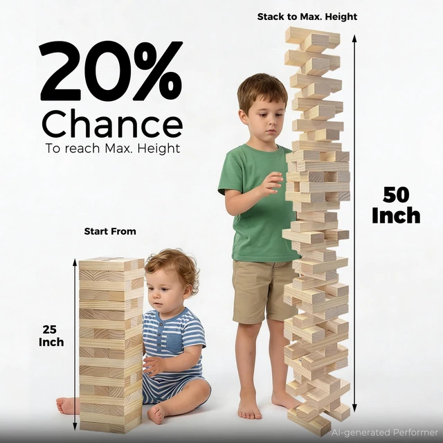 Alt view image 2 of 5 - Outdoor Games Large Tumble Tower 54 Wood Blocks Stacking Game, 5 FT Tall | Numbered Blocks with Dry-Erase Rules Board & Carry Bag, Outdoor Backyard Lawn Games for Family Adults, Camping, Tailgating