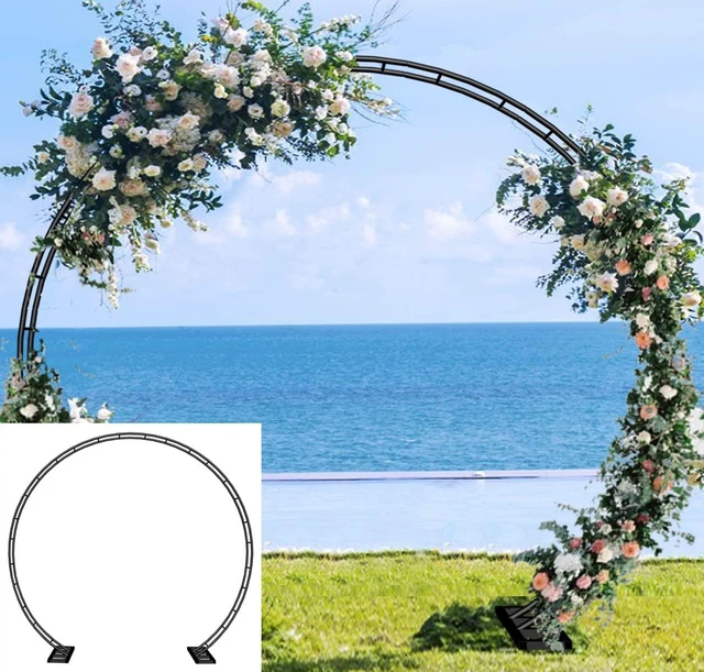 Main image of Extra Large Wedding Arch for Ceremony 8.5Ft Wide 7.4Ft High,Black | Metal Balloon Arches Backdrop Stand with Base for Party Supplies, Outdoor Garden Trellis for Climbing Plant, Round Frame