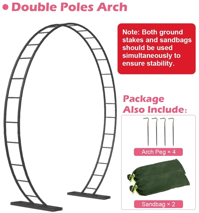 Alt view image 3 of 7 - Extra Large Wedding Arch for Ceremony 8.5Ft Wide 7.4Ft High,Black | Metal Balloon Arches Backdrop Stand with Base for Party Supplies, Outdoor Garden Trellis for Climbing Plant, Round Frame