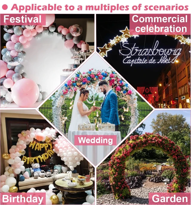 Alt view image 6 of 7 - Extra Large Wedding Arch for Ceremony 8.5Ft Wide 7.4Ft High,Black | Metal Balloon Arches Backdrop Stand with Base for Party Supplies, Outdoor Garden Trellis for Climbing Plant, Round Frame