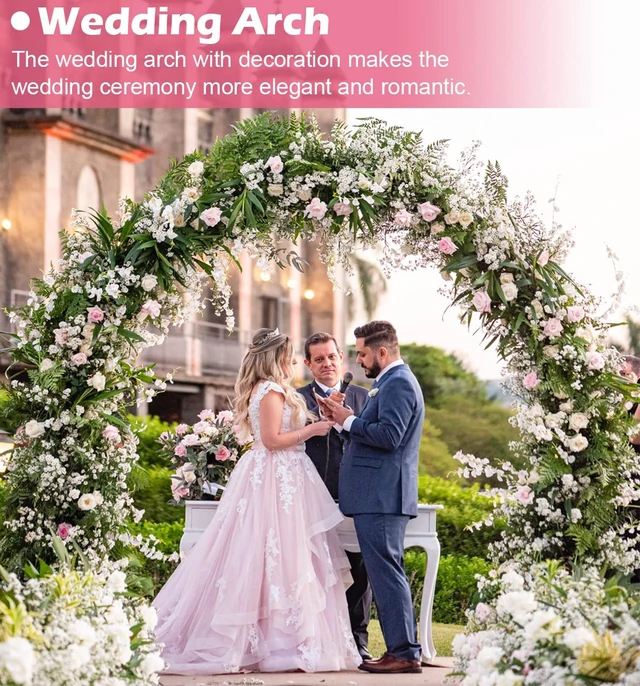 Alt view image 7 of 7 - Extra Large Wedding Arch for Ceremony 8.5Ft Wide 7.4Ft High,Black | Metal Balloon Arches Backdrop Stand with Base for Party Supplies, Outdoor Garden Trellis for Climbing Plant, Round Frame