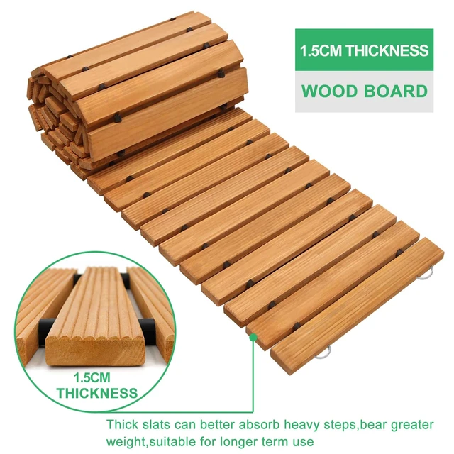 Alt view image 3 of 7 - 12' Wooden Garden Pathway,Weather-Resistant Roll Out Cedar Walkway,Outdoor Patio Wood Foot Path,Decorative Garden Boardwalk Walkways,Flooring Path Sidewalk for Lawns Backyard Beach Wedding