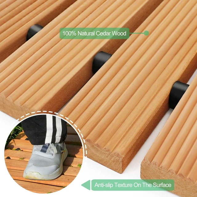 Alt view image 6 of 7 - 12' Wooden Garden Pathway,Weather-Resistant Roll Out Cedar Walkway,Outdoor Patio Wood Foot Path,Decorative Garden Boardwalk Walkways,Flooring Path Sidewalk for Lawns Backyard Beach Wedding
