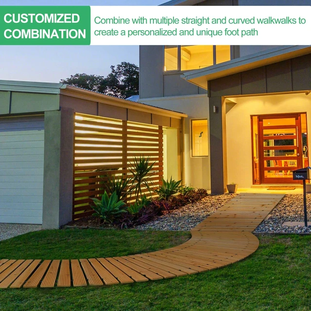 Alt view image 7 of 7 - 12' Wooden Garden Pathway,Weather-Resistant Roll Out Cedar Walkway,Outdoor Patio Wood Foot Path,Decorative Garden Boardwalk Walkways,Flooring Path Sidewalk for Lawns Backyard Beach Wedding