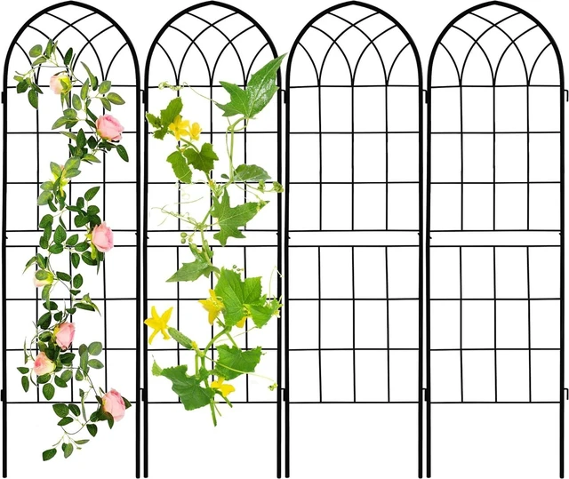 Main image of 71 x 80in Rustic Iron Arch Decoration Garden Trellis with Black Metal Coating Perfect for Supporting Climbing Plants Outdoor, Roses, Vines, Flowers, and Vegetables.