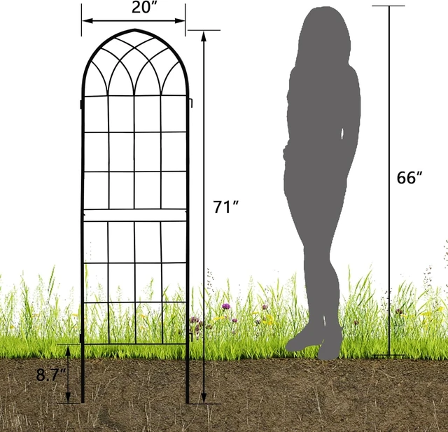 Alt view image 2 of 7 - 71 x 80in Rustic Iron Arch Decoration Garden Trellis with Black Metal Coating Perfect for Supporting Climbing Plants Outdoor, Roses, Vines, Flowers, and Vegetables.