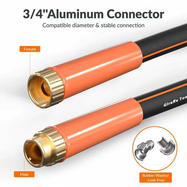 Alt view image 5 of 7 - Garden Hose 75ft x 3/4" | Heavy Duty 3/4 Inch Water Hose, Flexible, Hybrid Lightweight Hose, Male to Female Fittings, Burst 600 PSI