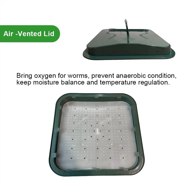 Alt view image 3 of 7 - The Original Plus 5-Tray Worm Compost Bin Indoor & Outdoor Vermicomposting System, Continuous Flow Food Waste Recycler for Organic Composting & Gardening - Dark Green