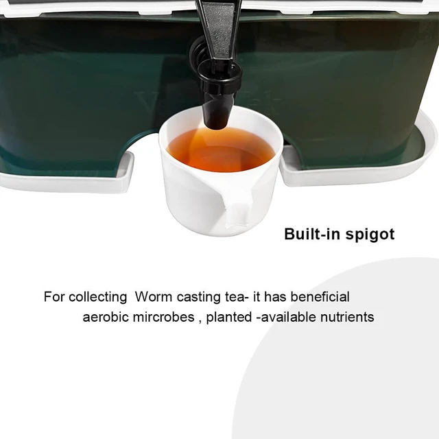 Alt view image 5 of 7 - The Original Plus 5-Tray Worm Compost Bin Indoor & Outdoor Vermicomposting System, Continuous Flow Food Waste Recycler for Organic Composting & Gardening - Dark Green