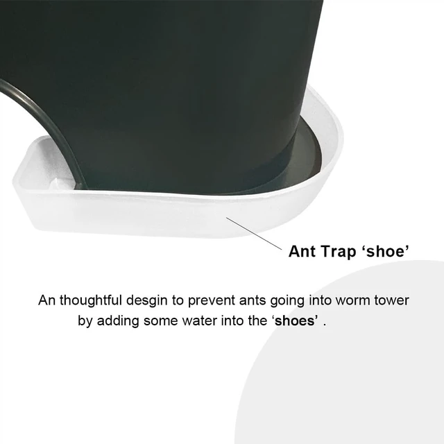 Alt view image 6 of 7 - The Original Plus 5-Tray Worm Compost Bin Indoor & Outdoor Vermicomposting System, Continuous Flow Food Waste Recycler for Organic Composting & Gardening - Dark Green