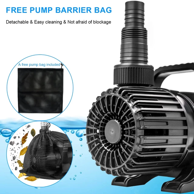 Alt view image 3 of 7 - Submersible Water Pump, 1800 GPH Pond Pump for Outdoor Ponds 32.8ft Long Power Cord, Barrier Filter Bag, Ipx8 Waterproof Ultra Quiet Fountain Water Pump for Waterfall, Hydroponic