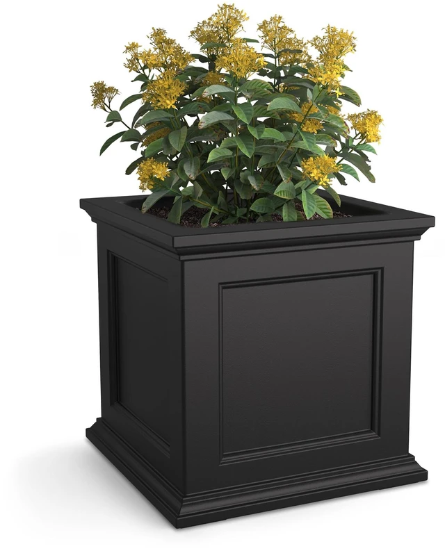 Main image of Fairfield 20in Self-Watering Square Planter, Black | Self-watering, All season, Fade resistant, Double-wall design, 15-year warranty