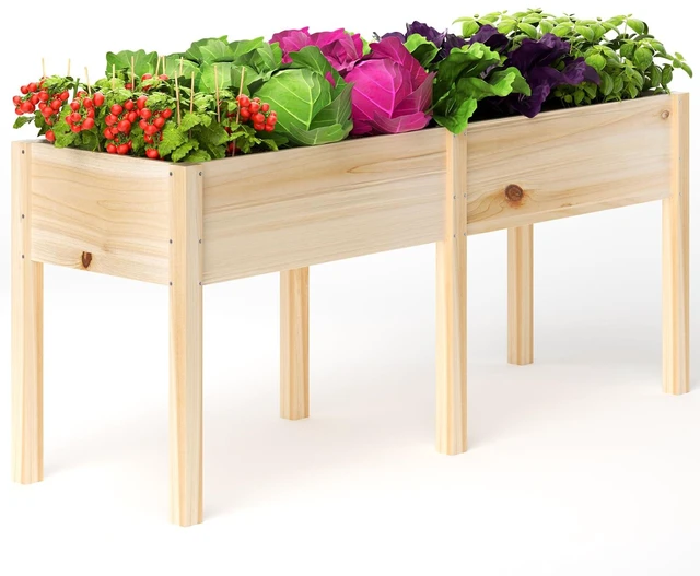 Main image of 333lbs Capacity Sturdy Wooden Raised Garden Bed Outdoors with Legs | 72x23x30" Elevated Ergonomic Height Planter Box for Herb Vegetable Flower, Divider Panel, 6 Legs, Easy Assembly with PE Liner