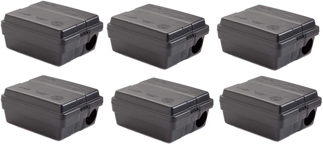 Main image of Outpost rat bait station, set of 6, lockable tamper-resistant, vertical or horizontal mount, black, 8.5" x 7" x 5"