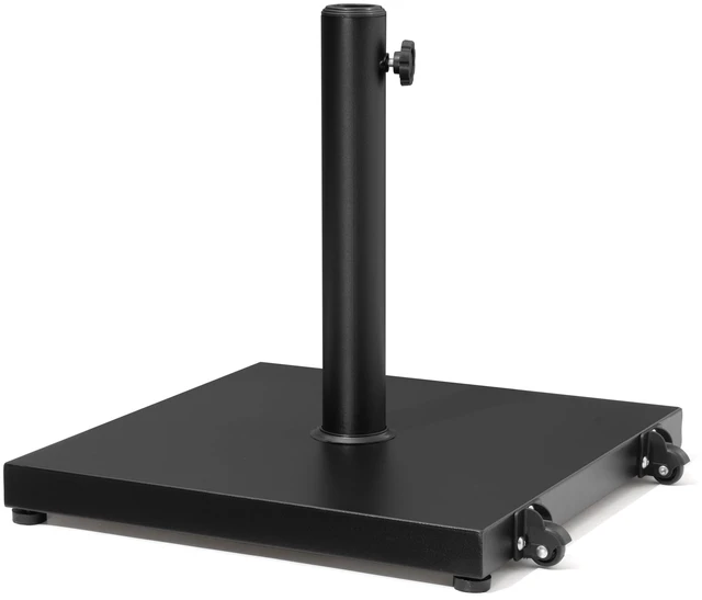 Main image of Patio Umbrella Base with Wheels, 43lbs Outdoor Umbrella Stand | With 2 Wheels, Square Heavy Duty Base, Suitable for 6-12FT Most Market Umbrella, for Deck, Lawn, Poolside