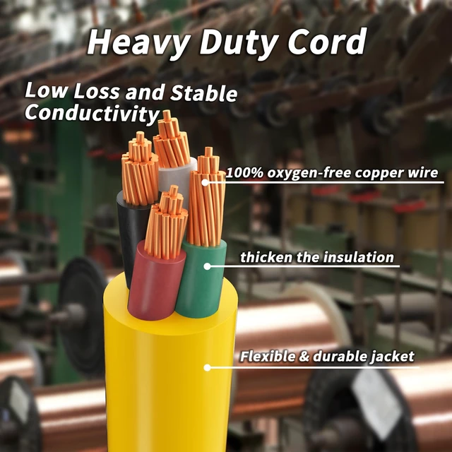 Alt view image 2 of 7 - 50FT 30 Amp Generator Cord 4 Prong, 10AWG 125/250V 3750/7500W STW | NEMA L14-30P/L14-30R Twist Lock Generator Extension Cord 50 Foot, Heavy Duty 30 Amp Generator Cord Durable, Yellow ETL Listed