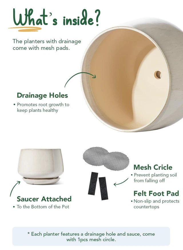 Alt view image 4 of 6 - Ceramic Plant Pots, 10 + 12 Inch, Set of 2, Reactive Glaze Beige | Large Plant Pot, Sturdy Planter with Drainage Hole and Saucers, Elegant Planters for Indoor Plants, Perfect for Home Decor