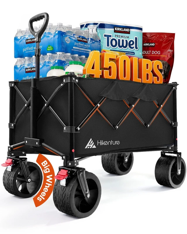 Main image of Foldable Beach Wagon with Big Wheels for Sand, 450 lbs Capacity | 5.3 CU FT Large Capacity; One-Handed Compact Fold; Heavy Duty Wagon Carts for Beach, Camping, Sports & Grocery Hauling