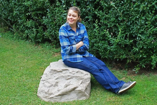 Alt view image 2 of 7 - Landscape Rock Cover, Sandstone, Low Profile Boulder, Lightweight Fake Rock for Concealing Septic Lids, Irrigation Controls & Utility Boxes