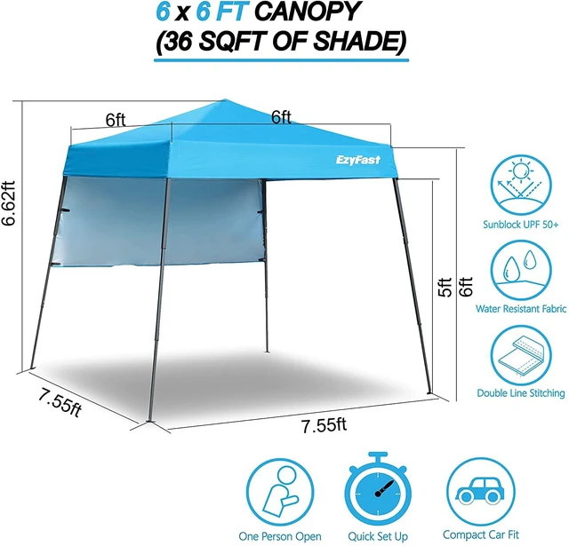 Alt view image 5 of 7 - Ultra Compact Backpack Canopy, Pop Up Shelter, Portable Sports Cabana, 7.5 x 7.5 ft Base / 6 x 6 ft top for Hiking, Camping, Fishing, Picnic, Family Outings