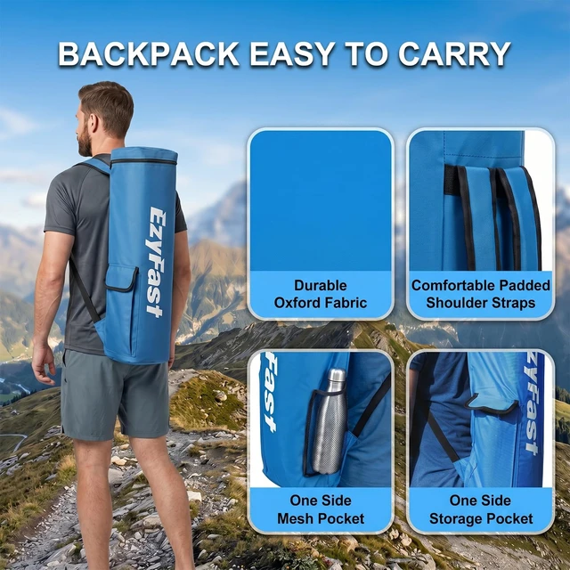 Alt view image 7 of 7 - Ultra Compact Backpack Canopy, Pop Up Shelter, Portable Sports Cabana, 7.5 x 7.5 ft Base / 6 x 6 ft top for Hiking, Camping, Fishing, Picnic, Family Outings